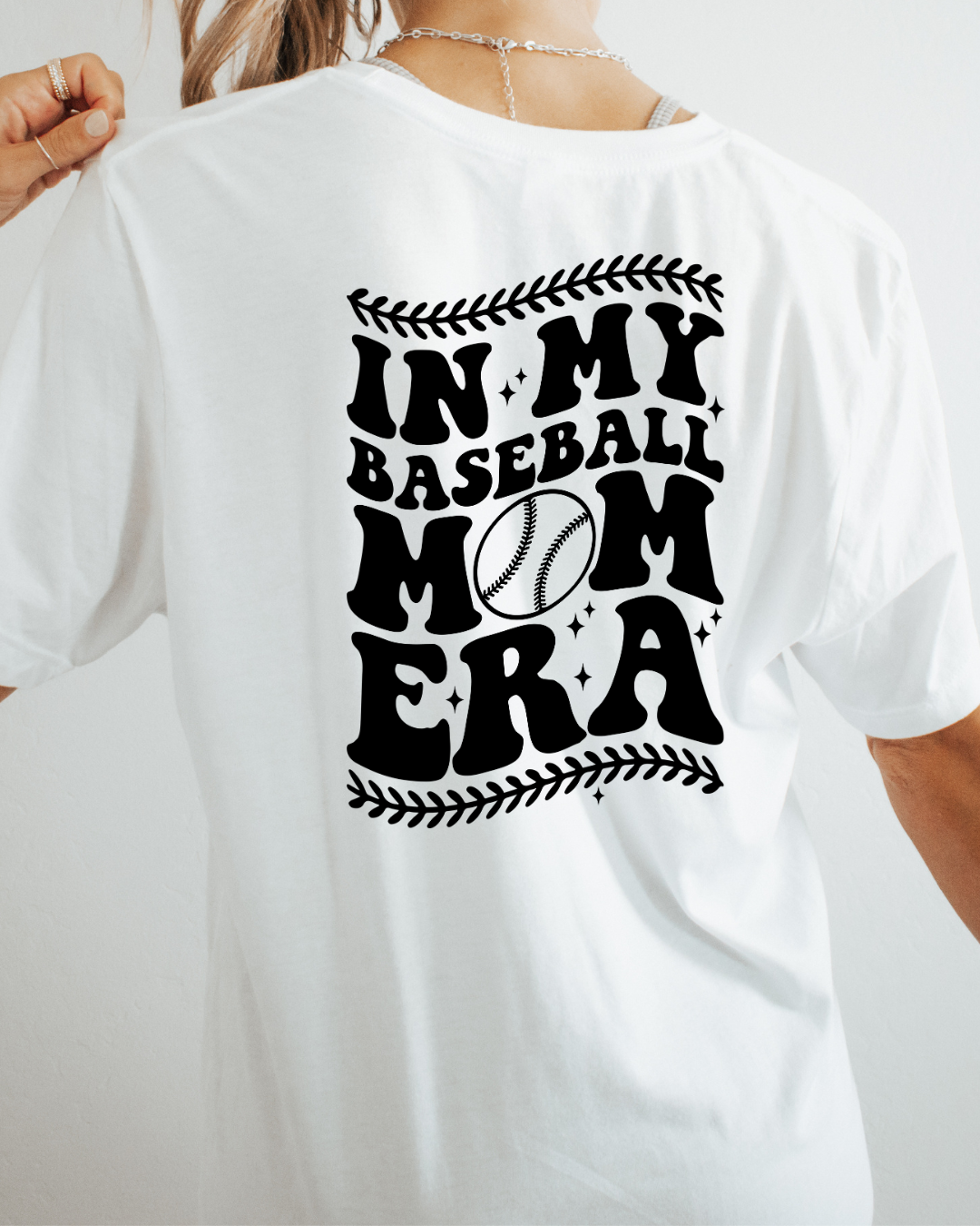 In My Baseball Mom Era Black & White Bella + Canvas T-shirt, Unisex, Crewneck, Oversized