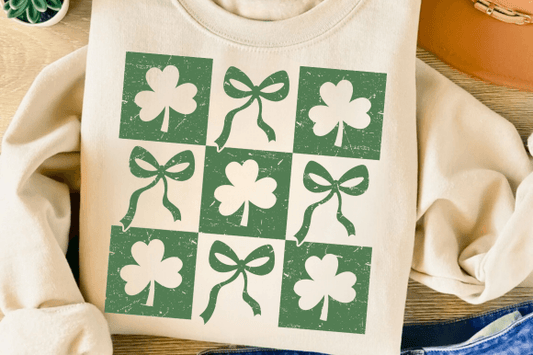 Clovers & Bows St. Patrick's Day Bella + Canvas or Gildan Sweatshirt, T-Shirt, Unisex, Crewneck, Oversized